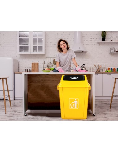 Papelera contenedor q-connect plastico con tapa...