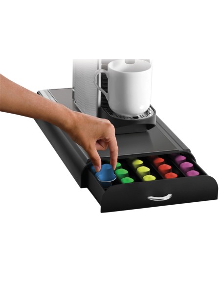 Cajon organizador cep poliestireno con 5 compartimentos color negro especial capsulas monodosis