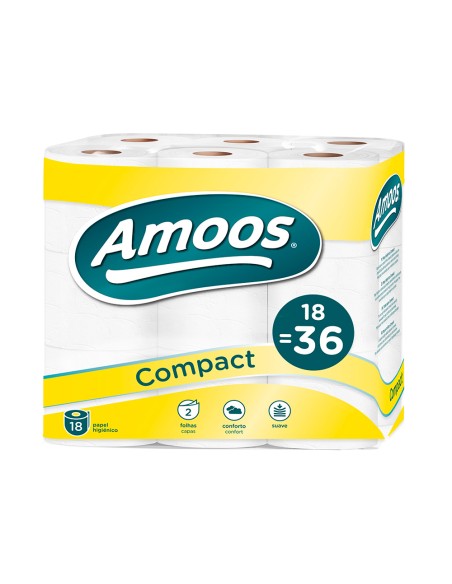Papel higienico amoos doble largo 2 capas 32 m paquete de 18 rollos rollos