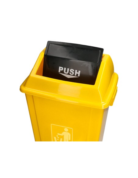 Papelera contenedor q-connect plastico con tapa de balancin 20 litros amarillo 340x240x450 mm