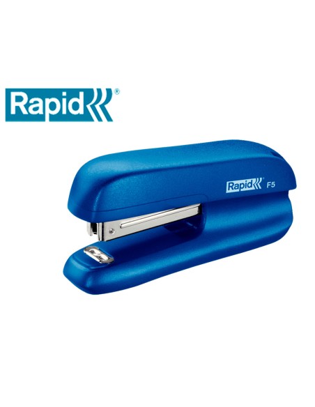Grapadora rapid f5 mini plastico capacidad de grapado 10 hojas usa grapas nº 10 color azul