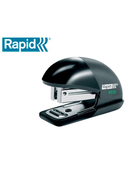 Grapadora rapid mini fashion eco plastico 100% reciclado capacidad 10 hojas usa grapas 24/6 y 26/6 color negro
