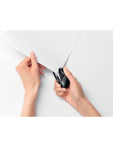 Grapadora rapid mini fashion eco plastico 100% reciclado capacidad 10 hojas usa grapas 24/6 y 26/6 color negro