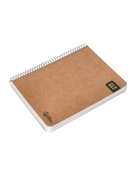 Cuaderno espiral liderpapel a5 ecouse tapa cartulina kraft contracolada 120h papel 100% reciclado 80gr liso