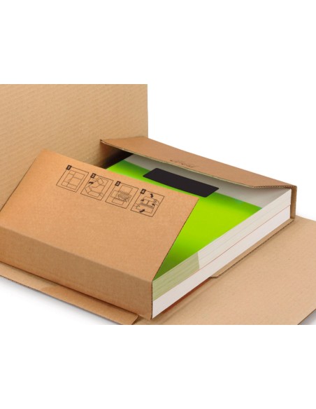 Caja para embalar libros q-connect carton reciclado canal simple 3 mm color kraft 300x240x60 mm