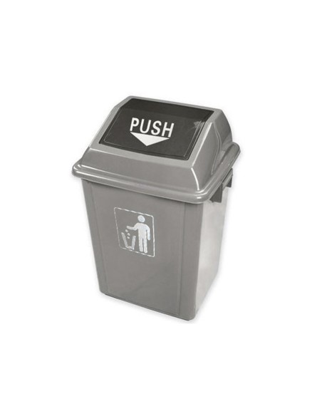 Papelera contenedor q-connect plastico con tapa de balancin 20 litros gris 340x240x450 mm