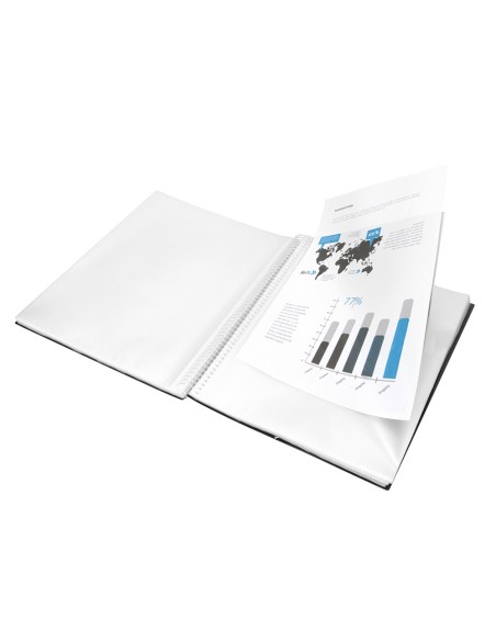 Carpeta liderpapel escaparate con espiral 20 fundas polipropileno din a4 negro