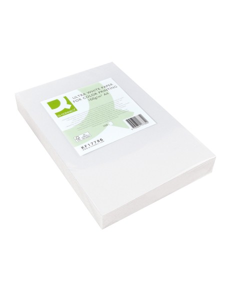 Papel fotocopiadora q-connect ultra white din a4 160 gramos paquete de 250 hojas
