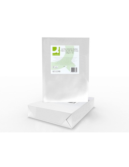 Papel fotocopiadora q-connect ultra white din a3 120 gramos paquete de 250 hojas
