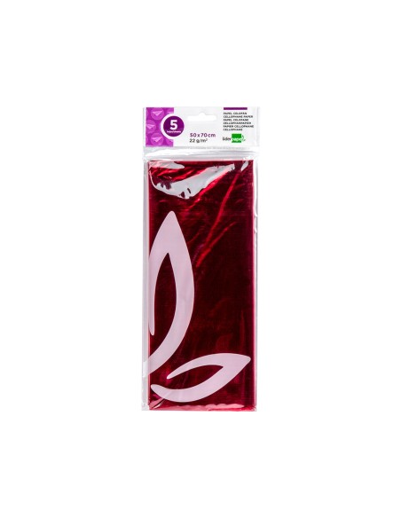 Papel celofan liderpapel 50x70 cm 22 g bolsa de 5 hojas rosa