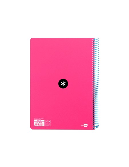 Cuaderno espiral antartik a5 tapa dura 80h 100 g cuadro 5mm con margen color rosa fluor