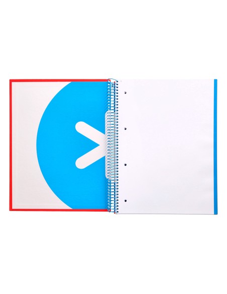 Cuaderno espiral a4 micro antartik tapa forrada 120h 90 gr liso con bandas 4 taladros color rojo