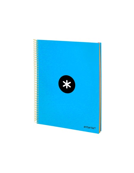 Cuaderno espiral a4 micro antartik tapa forrada 120h 90 gr liso con bandas 4 taladros color azul