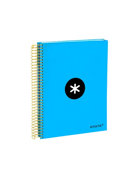 Cuaderno espiral a5 micro antartik tapa forrada120h 90 gr cuadro 5mm 5 bandas6 taladros color azul