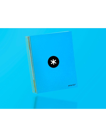 Cuaderno espiral a4 micro antartik tapa forrada 120h 90 gr cuadro 5mm 5 bandas 4 taladros color azul