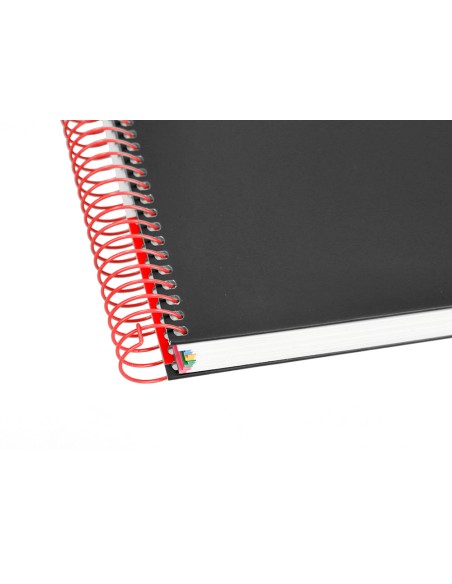Cuaderno espiral a4 micro antartik tapa forrada 120h 90 gr horizontal 5 bandas 4 taladros color negro