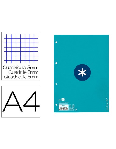 Recambio antartik a4 80 hojas 90gr cuadro 5mm 4...