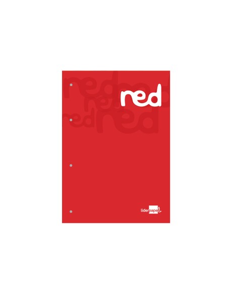Bloc encolado liderpapel cuadro 5 mm rojo a4 natural 100 hojas 100 g/m2