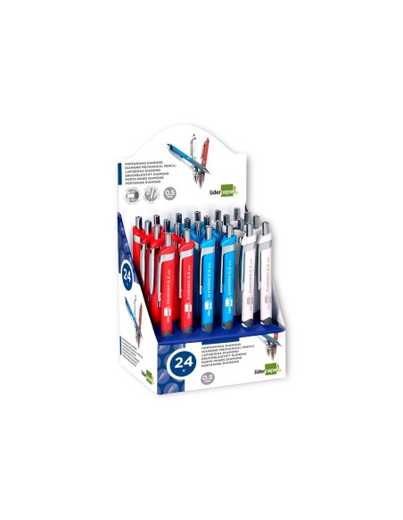 Portaminas liderpapel diamond 0,5 mm con goma y sujecion soft colores surtidos