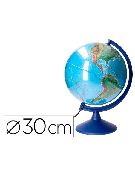 Globo terraqueo liderpapel con luz fisico y politico escribible diametro 30 cm