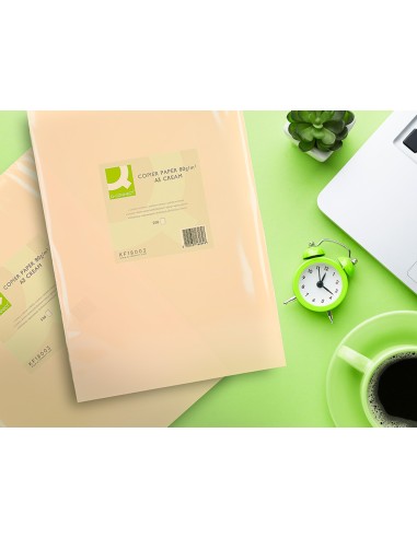 Papel color q-connect din a3 80gr crema paquete...