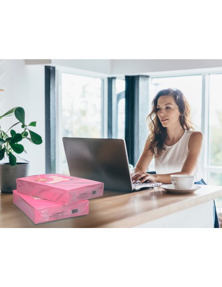 Papel color q-connect din a4 80gr rosa neon paquete de 500 hojas