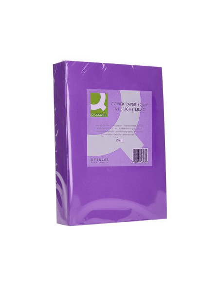Papel color q-connect din a4 80gr lila intenso paquete de 500 hojas