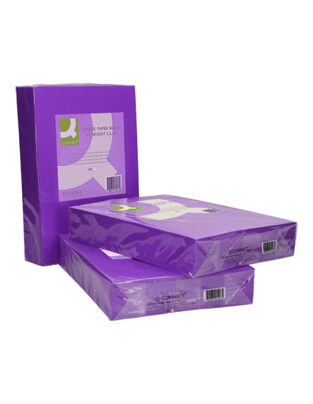 Papel color q-connect din a4 80gr lila intenso paquete de 500 hojas