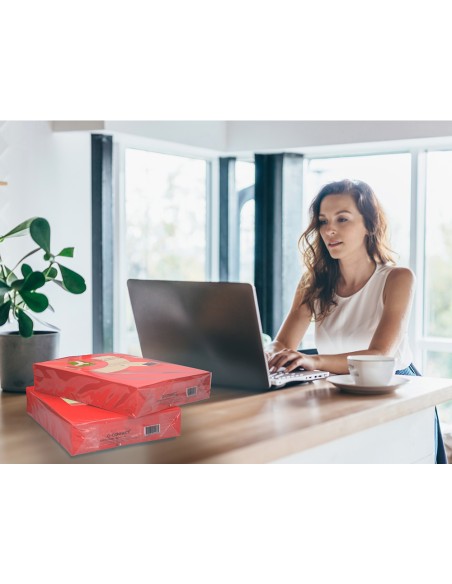 Papel color q-connect din a4 80gr rojo intenso paquete de 500 hojas