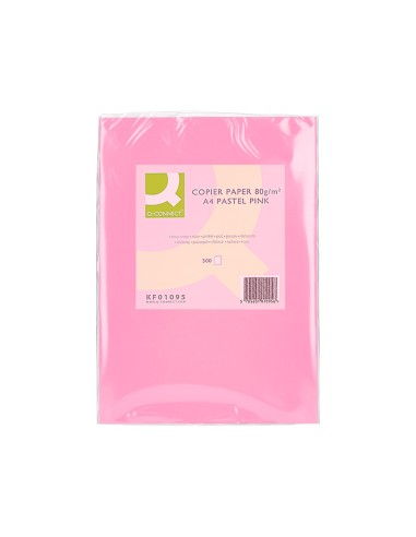 Papel color q-connect din a4 80 gr rosa paquete...