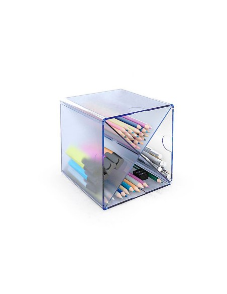 Archicubo archivo 2000 aspa organizador modular apilable plastico azul tpe 150x150x150 mm incluye 2 clips de sujecion