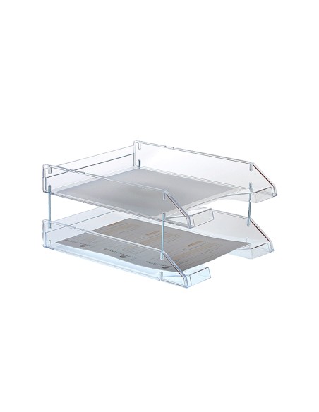 Bandeja sobremesa archivo 2000 plastico transparente cristal sin varillas 340x260x60 mm