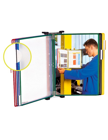 Portacatalogo de pared tarifold metal con 1o fundas a3 pvc con pivotes metalicos marco colores surtidos