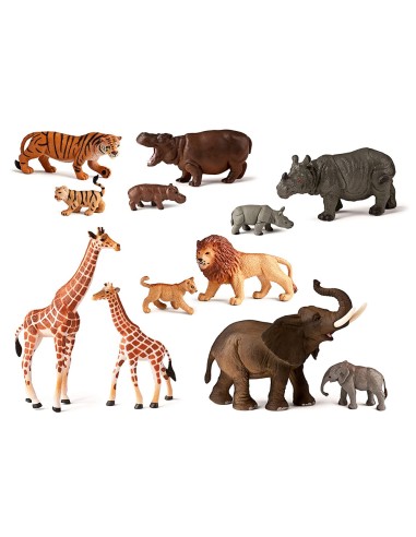 Juego miniland animales selva con crias 12 figuras