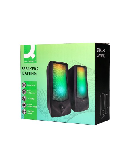 Altavoces q-connect bluetooth con iluminación rgb pot encia maxima 2x3w control de volumen color negro