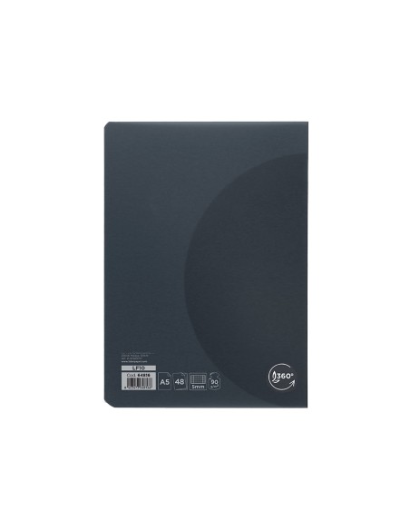 Libreta liderpapel 360 tapa de plastico a5 48 hojas 90gr 5mm con doble margen tapa negra
