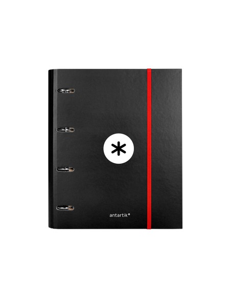 Carpeta con recambio antartik a4 cuadro 5mm forrada 4 anillas 40mm redondas con solapa color negro