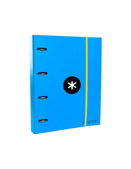 Carpeta con recambio antartik a4 cuadro 5mm forrada 4 anillas 40mm redondas con solapa color azul