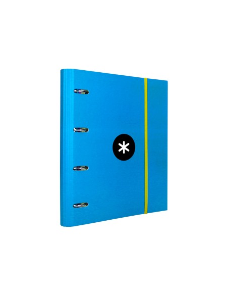 Carpeta con recambio antartik a4 cuadro 5mm forrada 4 anillas 40mm redondas con solapa color azul