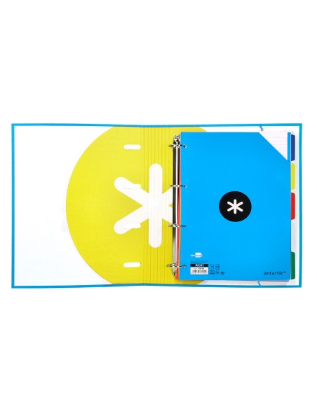 Carpeta con recambio antartik a4 cuadro 5mm forrada 4 anillas 40mm redondas con solapa color azul