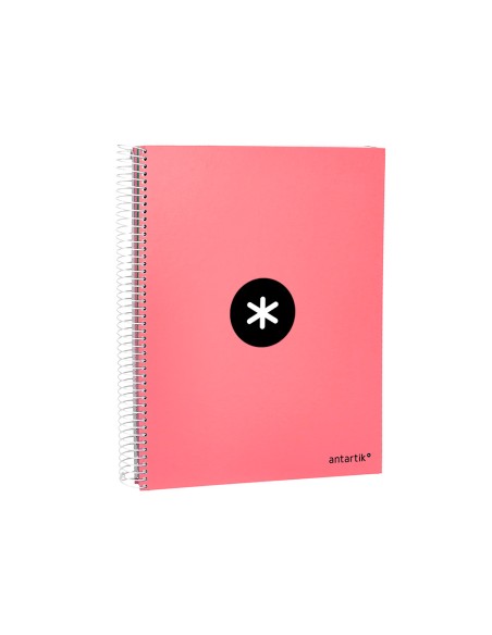 Cuaderno espiral a4 micro antartik tapa forrada 120h 90 gr cuadro 5mm 5 bandas 4 taladros color coral