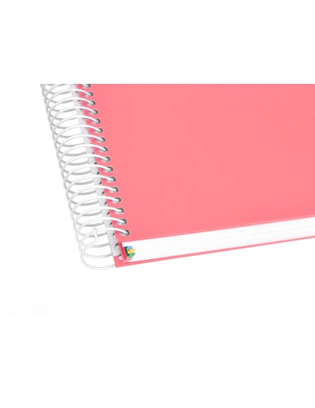 Cuaderno espiral a4 micro antartik tapa forrada 120h 90 gr cuadro 5mm 5 bandas 4 taladros color coral