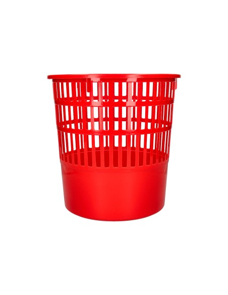 Papelera plastico q-connect 15 litros rejilla color rojo 285x290 mm