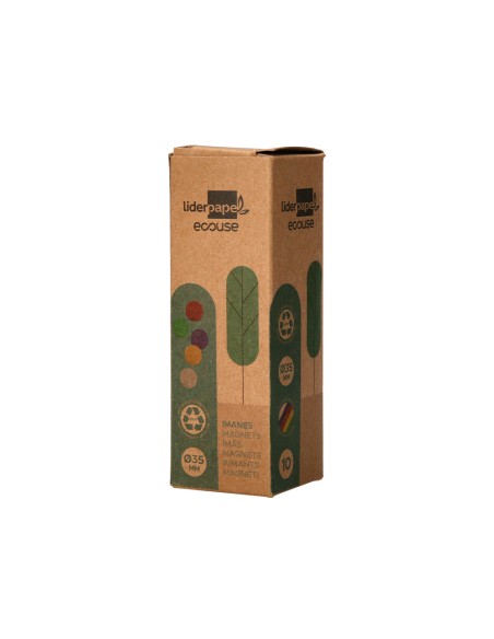 Iman para sujecion liderpapel ecouse pp reciclado para pizarra magnetica 35 mm caja de 10 unidades