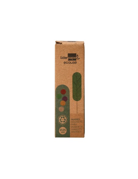 Iman para sujecion liderpapel ecouse pp reciclado para pizarra magnetica 25 mm caja de 10 unidades