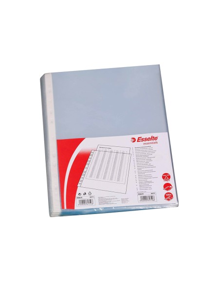 Funda multitaladro esselte folio polipropileno 80 mc cristal caja de 100 unidades