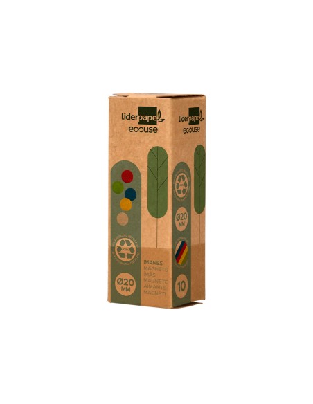 Iman para sujecion liderpapel ecouse pp recicladopara pizarra magnetica 20 mm caja de 10 unidades
