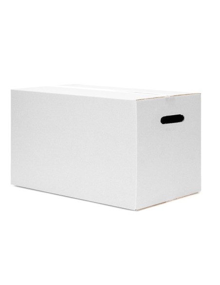 Caja para embalar q-connect americana ultra resistente con asas carton canal doble 7 mm color blanco 450x280x375 mm