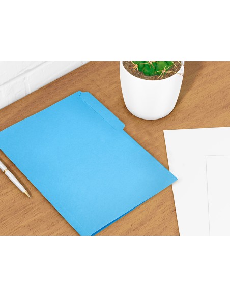 Subcarpeta cartulina liderpapel folio pestaña izquierda 240g/m2 azul