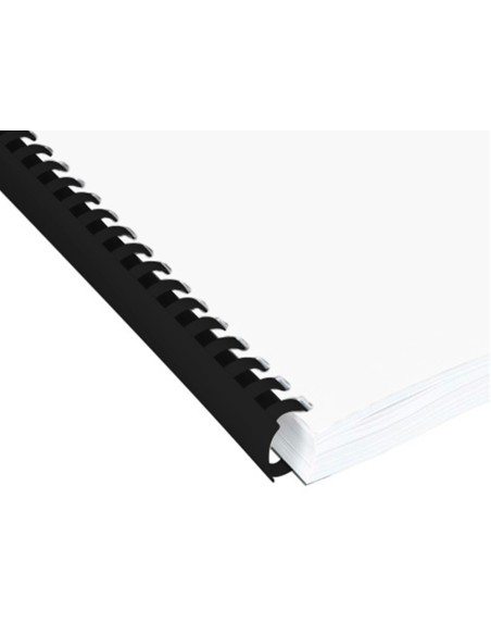 Canutillo q-connect redondo 16 mm plastico negro capacidad 145 hojas caja de 50 unidades